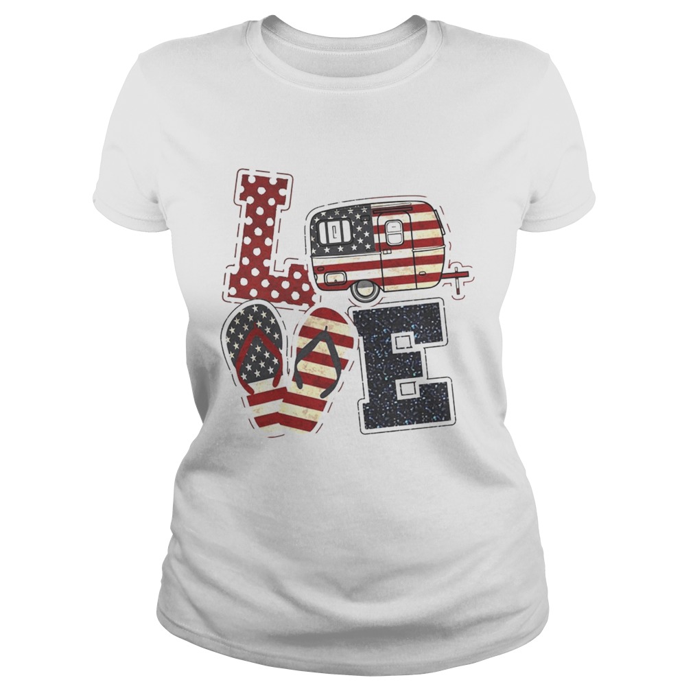 American Flag July 4th Car Sandals Love Shirt Classic Ladies