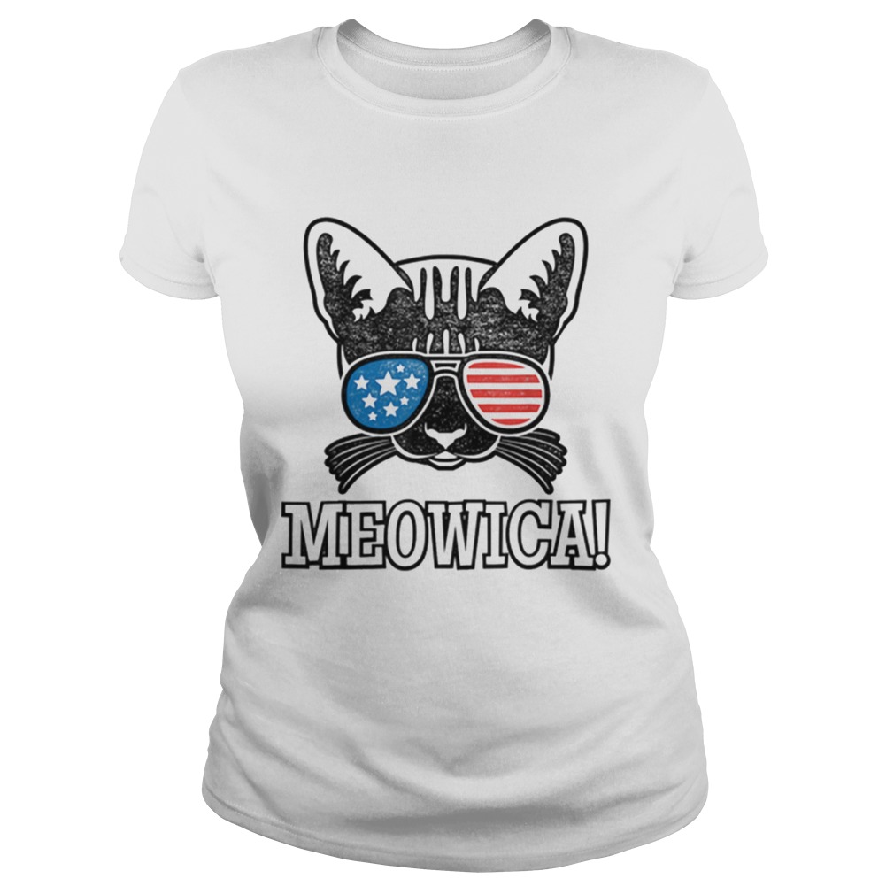 American Flag Patriotic Cat Gift Meowica Shirt Classic Ladies