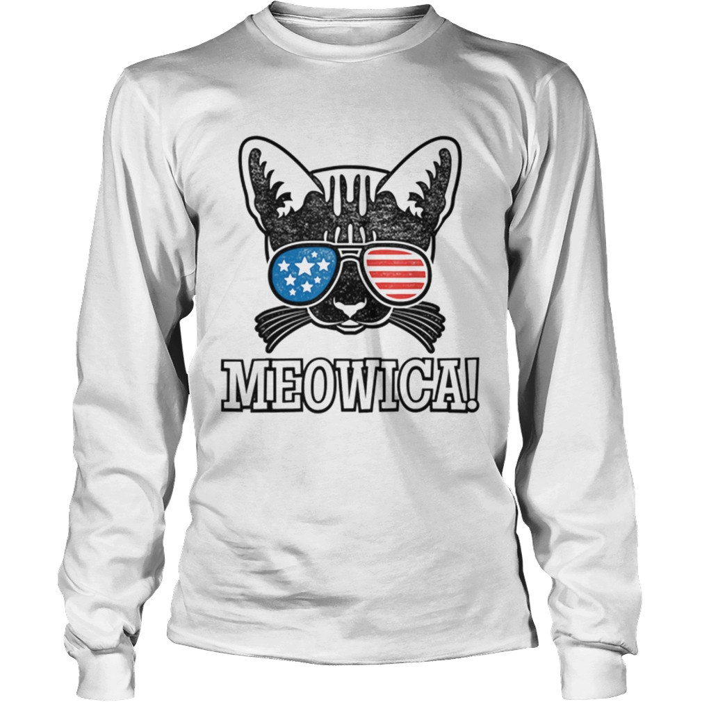American Flag Patriotic Cat Gift Meowica Shirt LongSleeve