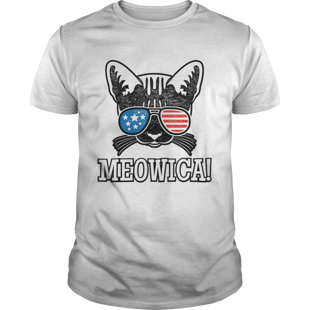 American Flag Patriotic Cat Gift Meowica Shirt