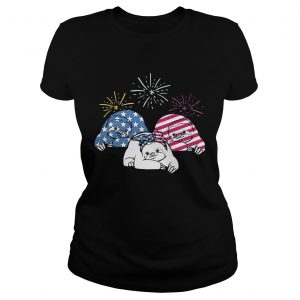 American Flag Sloths For Independence Day Funny Ladies Tee