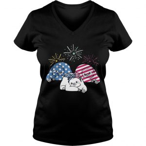American Flag Sloths For Independence Day Funny Ladies Vneck