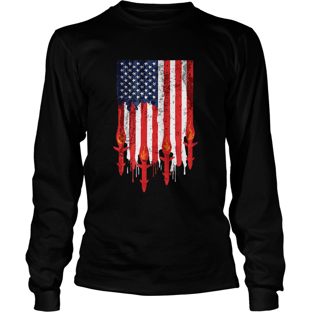 American Flag With Missiles War Military Patriotic LongSleeve