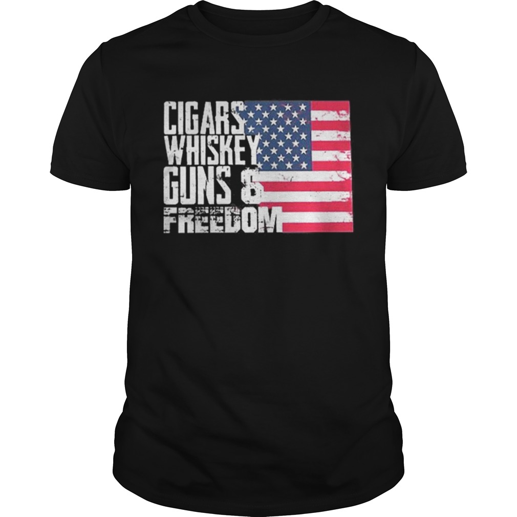American flag Cigars whisky guns and freedom shirt