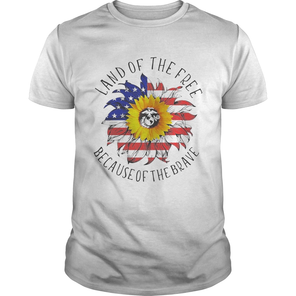 American flag sunflower land of the free because of the brave shirt