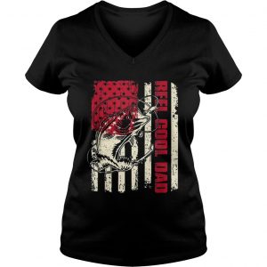 Awesome Reel Cool Dad Fathers Day American Flag Ladies Vneck