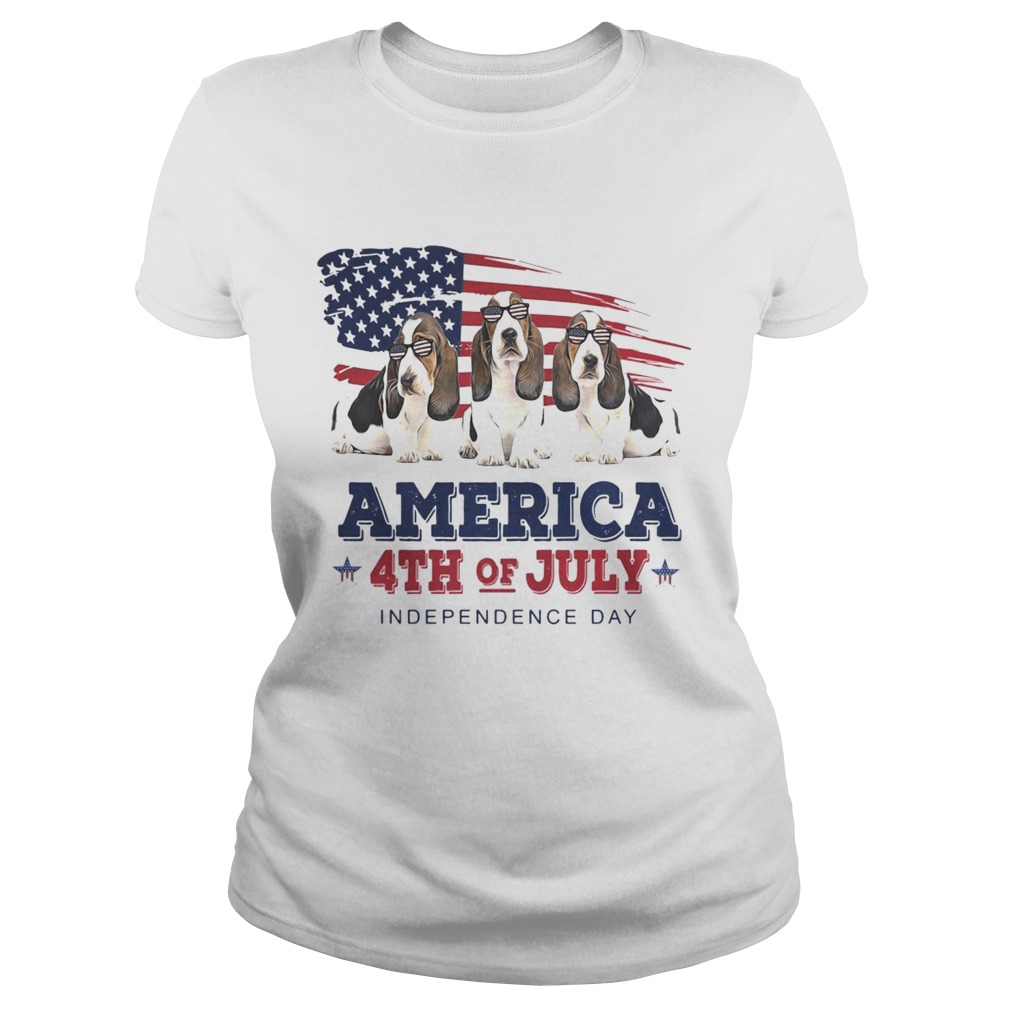 Basset Hound America 4th of July Independence Day Classic Ladies