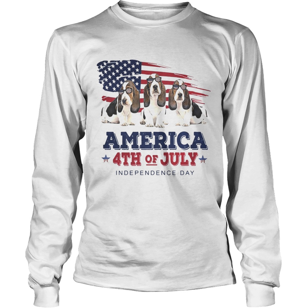 Basset Hound America 4th of July Independence Day LongSleeve