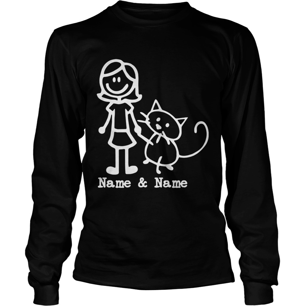 Best friends for life Name and Name girl and cat LongSleeve