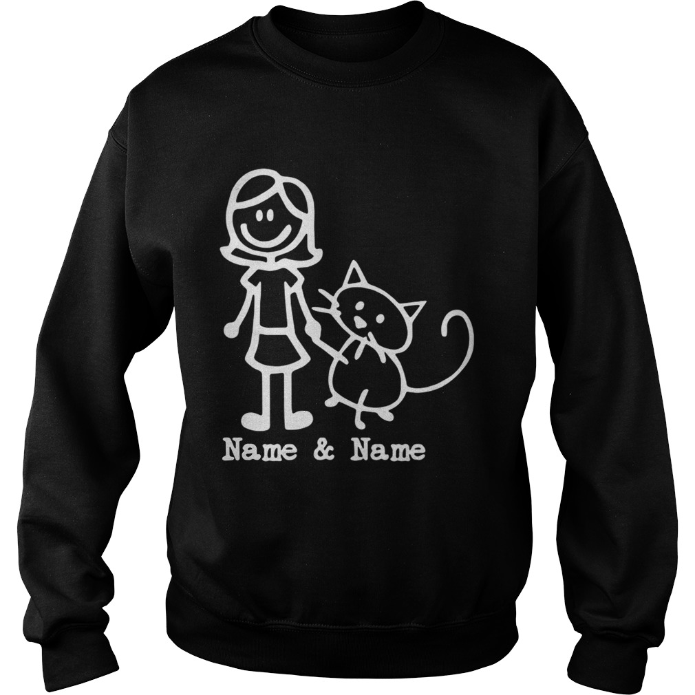 Best friends for life Name and Name girl and cat Sweatshirt