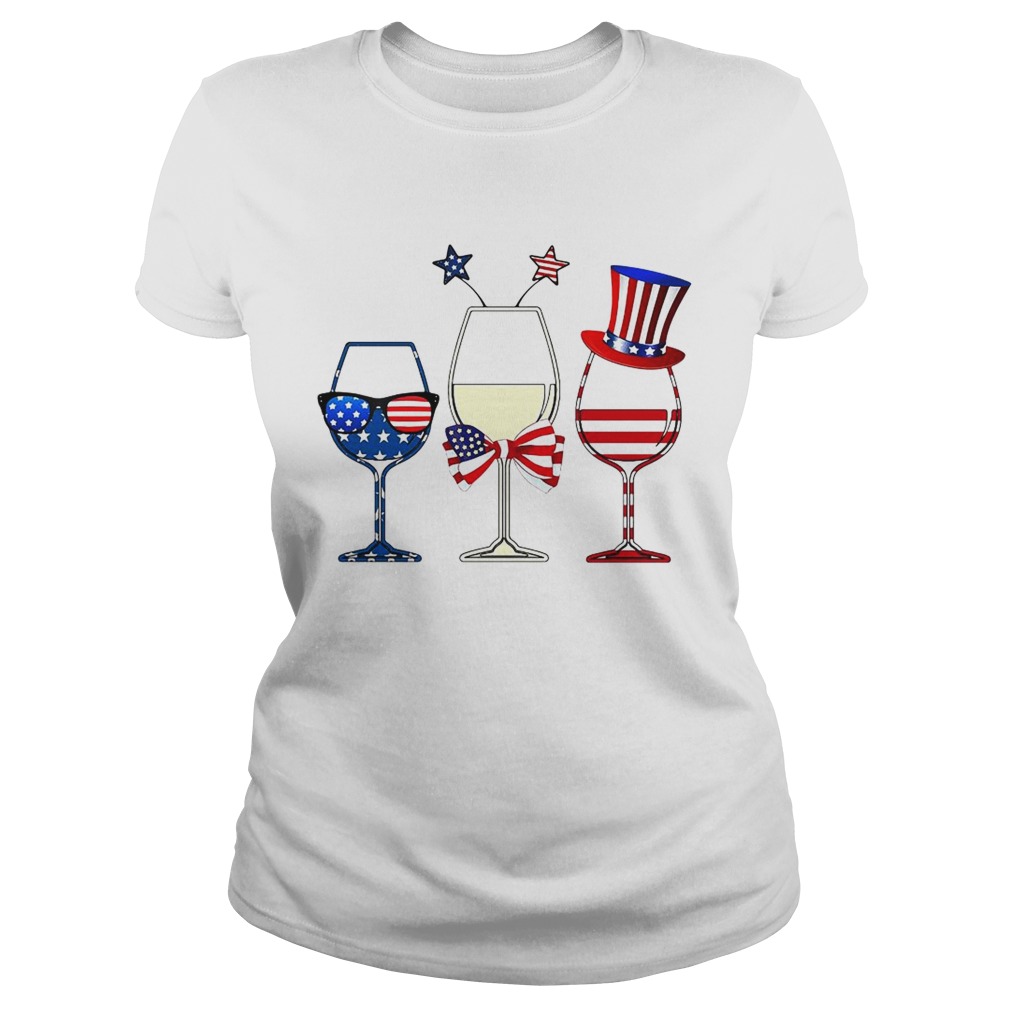 Blue White Red Wine glasses 4th of July Classic Ladies
