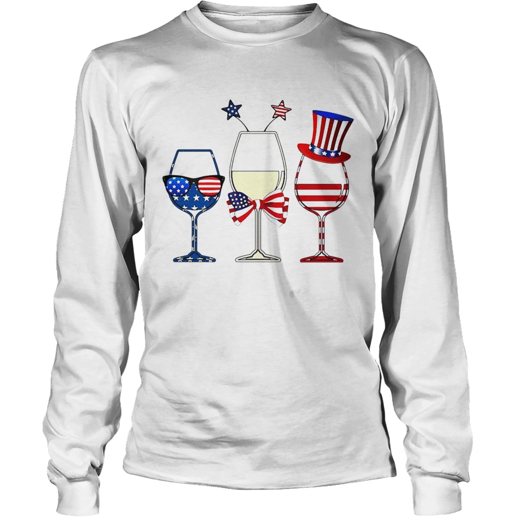 Blue White Red Wine glasses 4th of July LongSleeve