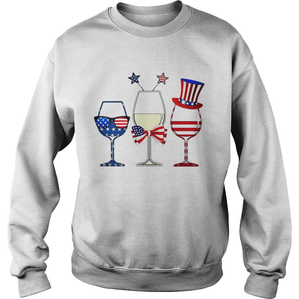 Blue White Red Wine glasses 4th of July Sweatshirt