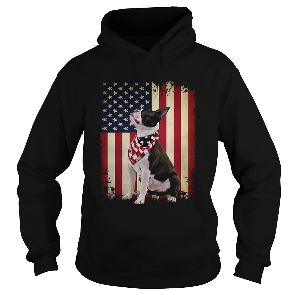 Boston Terrier dog American flag Shirt Hoodie