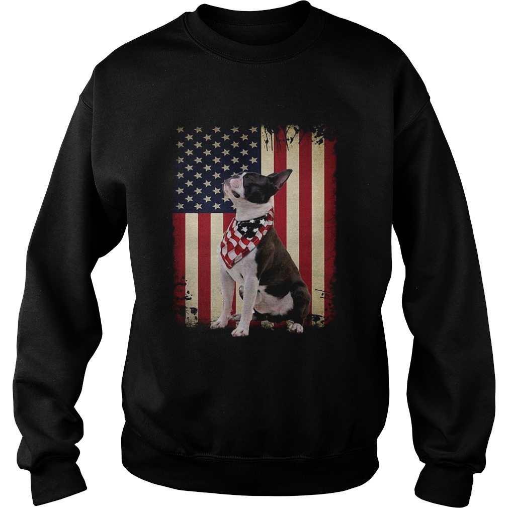 Boston Terrier dog American flag Shirt Sweatshirt