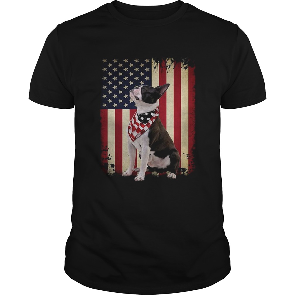 Boston Terrier dog American flag Shirt