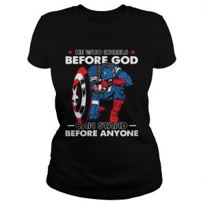 Captain America he who kneels before god can stand before anyone Ladies Tee