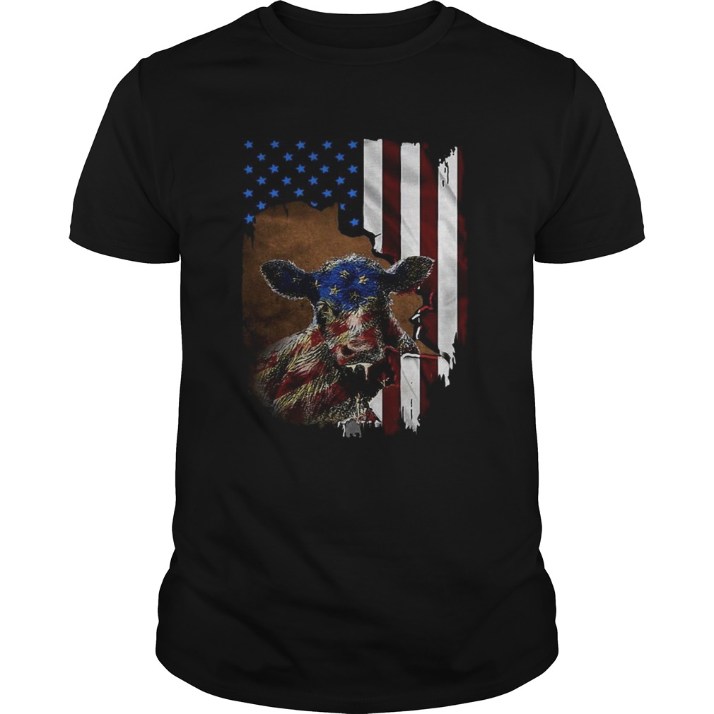 Cow American flag shirt