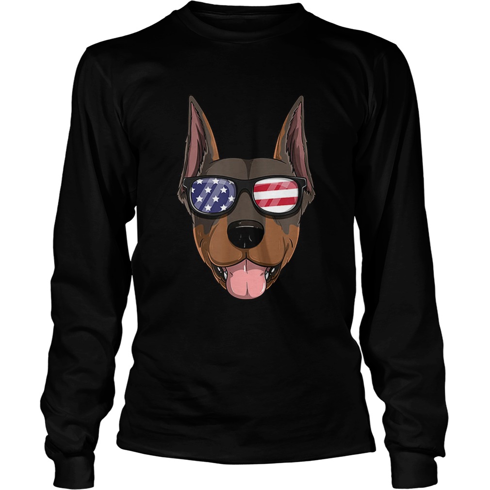 Doberman Pinscher Dog Patriotic Usa 4th Of July American LongSleeve