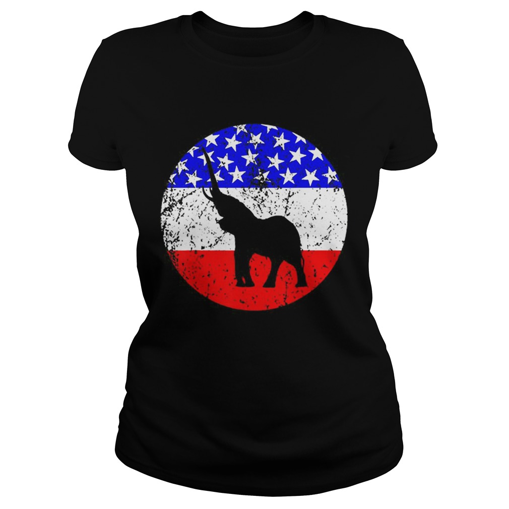 Elephant Retro Style Animal American Flag Classic Ladies