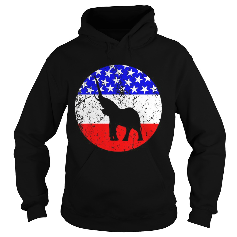 Elephant Retro Style Animal American Flag Hoodie