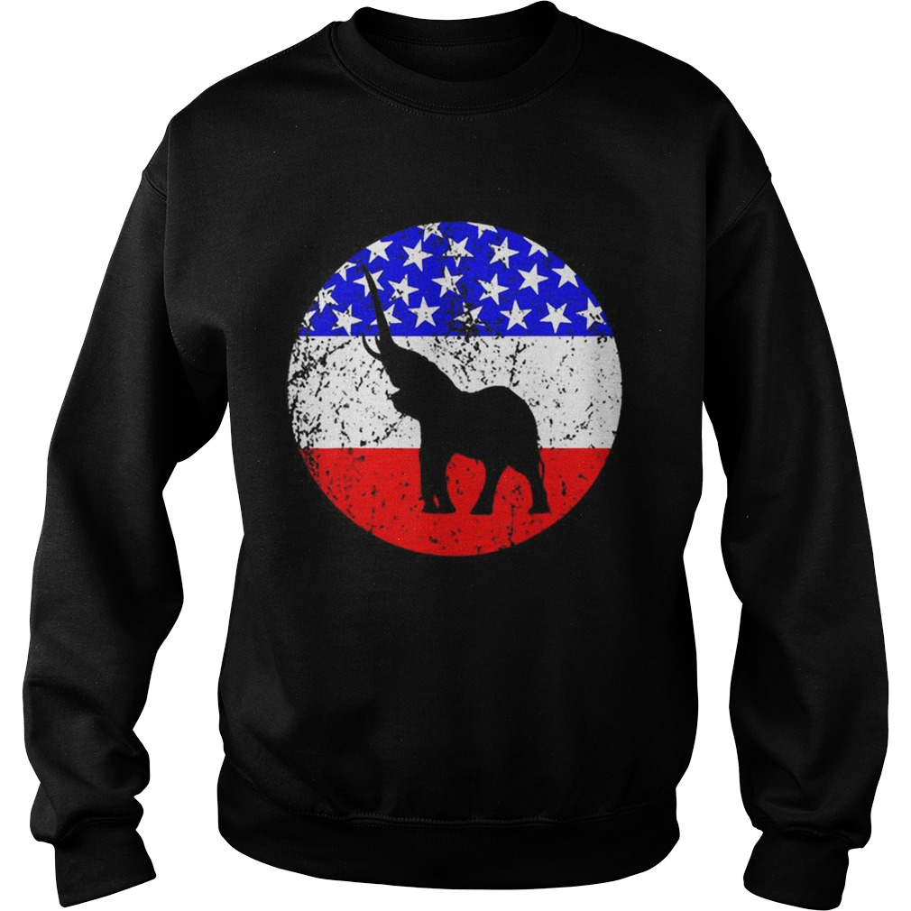 Elephant Retro Style Animal American Flag Sweatshirt
