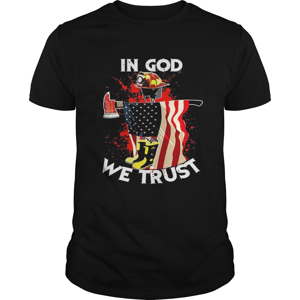 Firefighter in god we trust america flag shirt