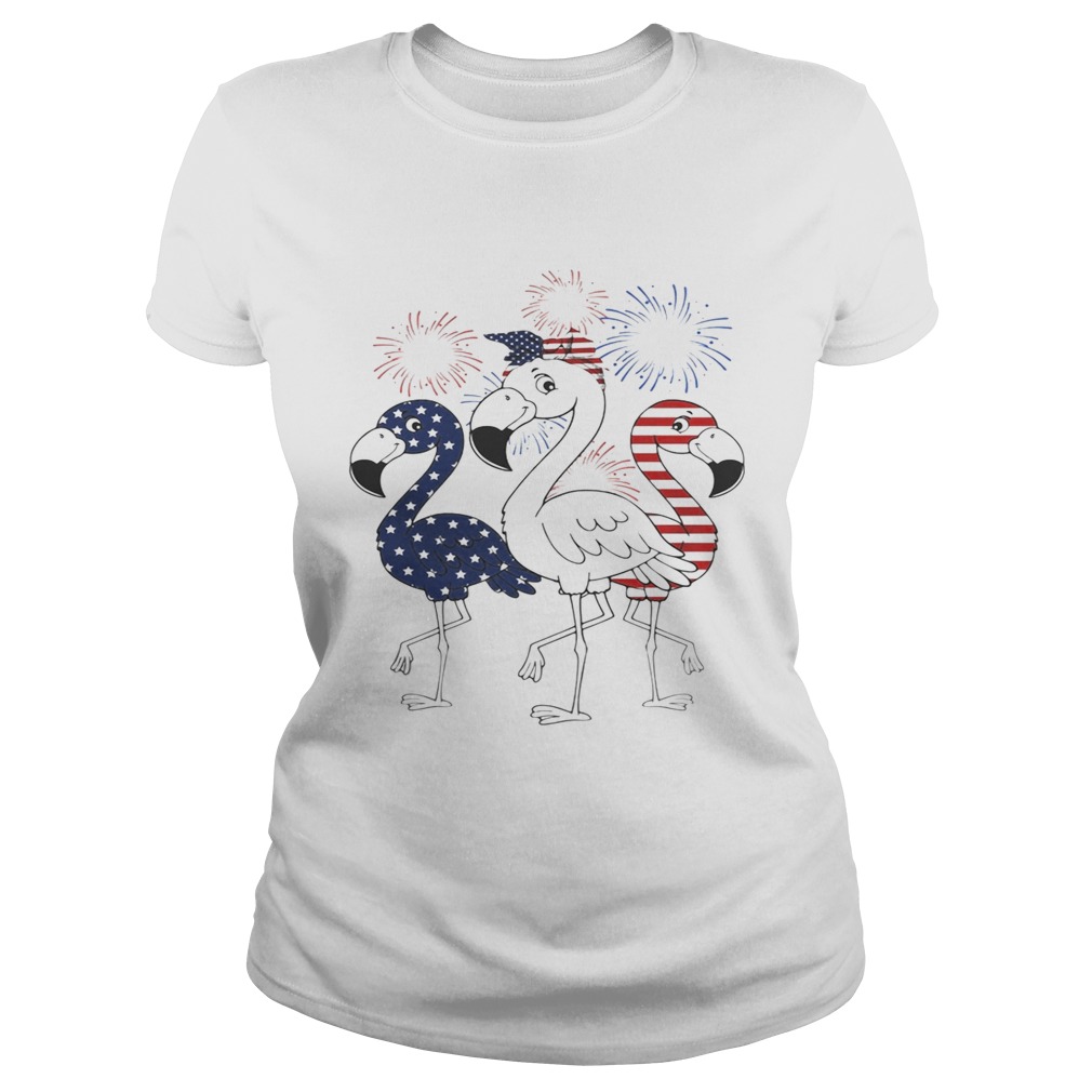 Flamingo 4th of July independence day American flag fireworks Classic Ladies