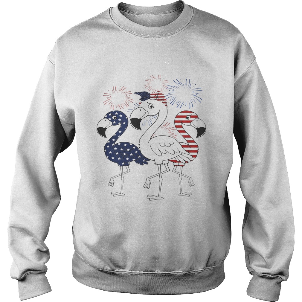 Flamingo 4th of July independence day American flag fireworks Sweatshirt