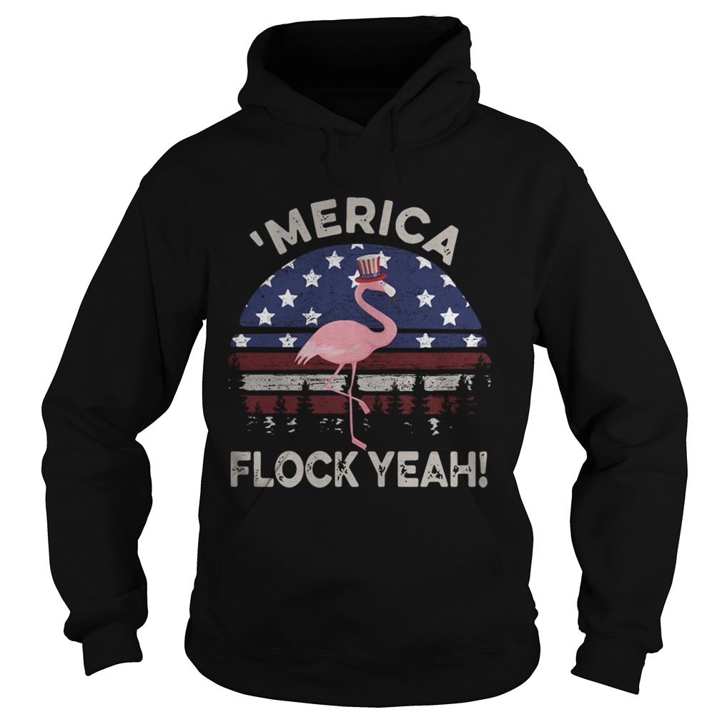 Flamingo America Flag flock yeah sunset Hoodie