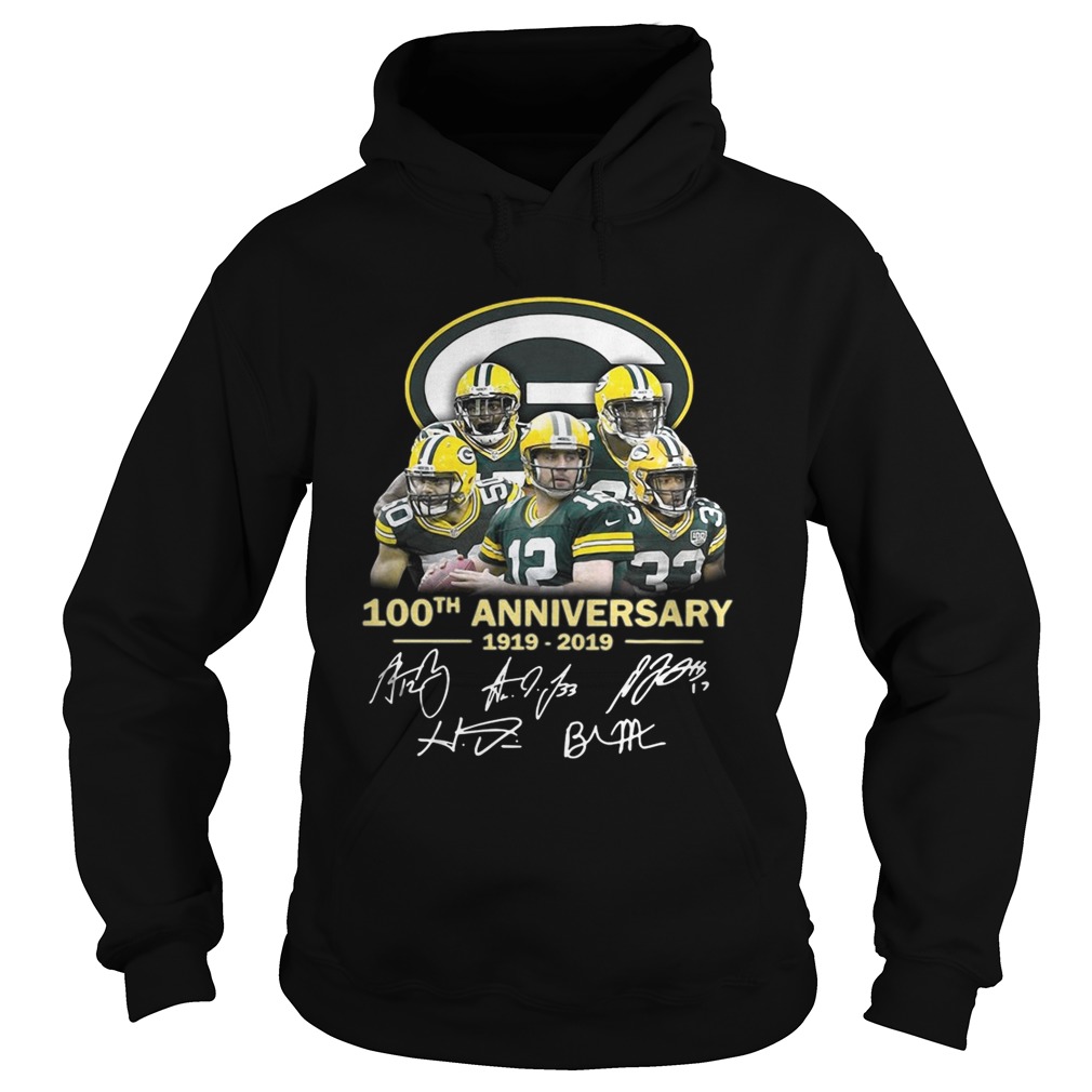 Green Bay Packers 100th anniversary 1919 2019 signature Hoodie