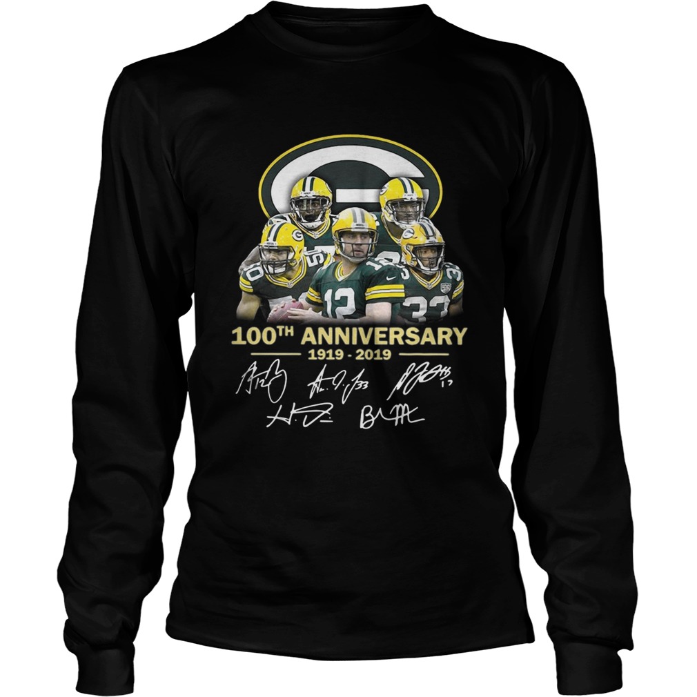 Green Bay Packers 100th anniversary 1919 2019 signature LongSleeve