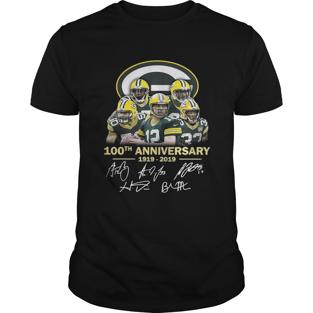 Green Bay Packers 100th anniversary 1919 2019 signature shirt