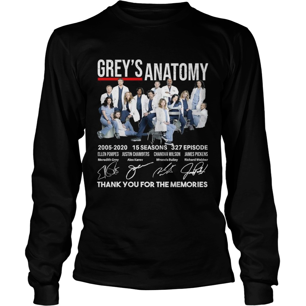 Greys Anatomy 15 seasons 327 episode thank you for memories LongSleeve
