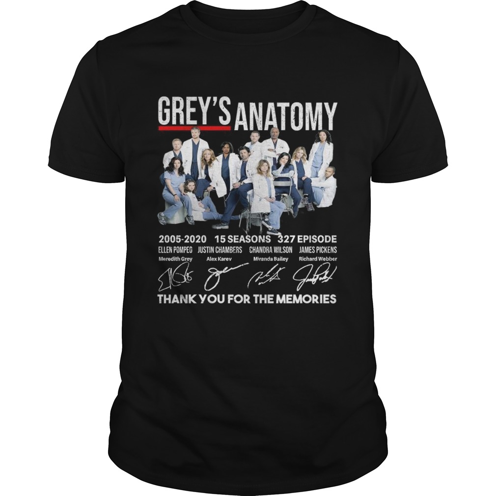 Greys Anatomy 15 seasons 327 episode thank you for memories shirt