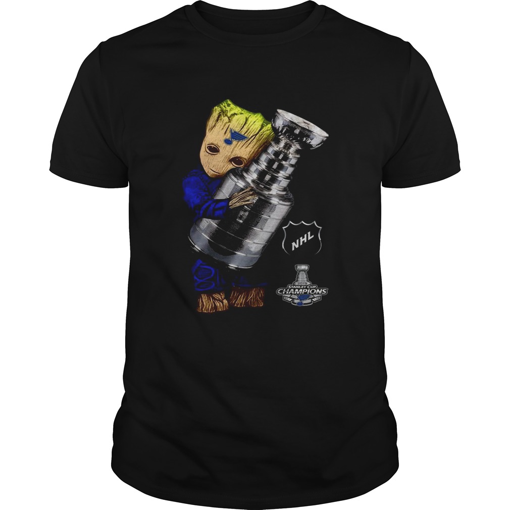 Groot hug Stanley Cup 2019 Champions St Louis Blues shirt