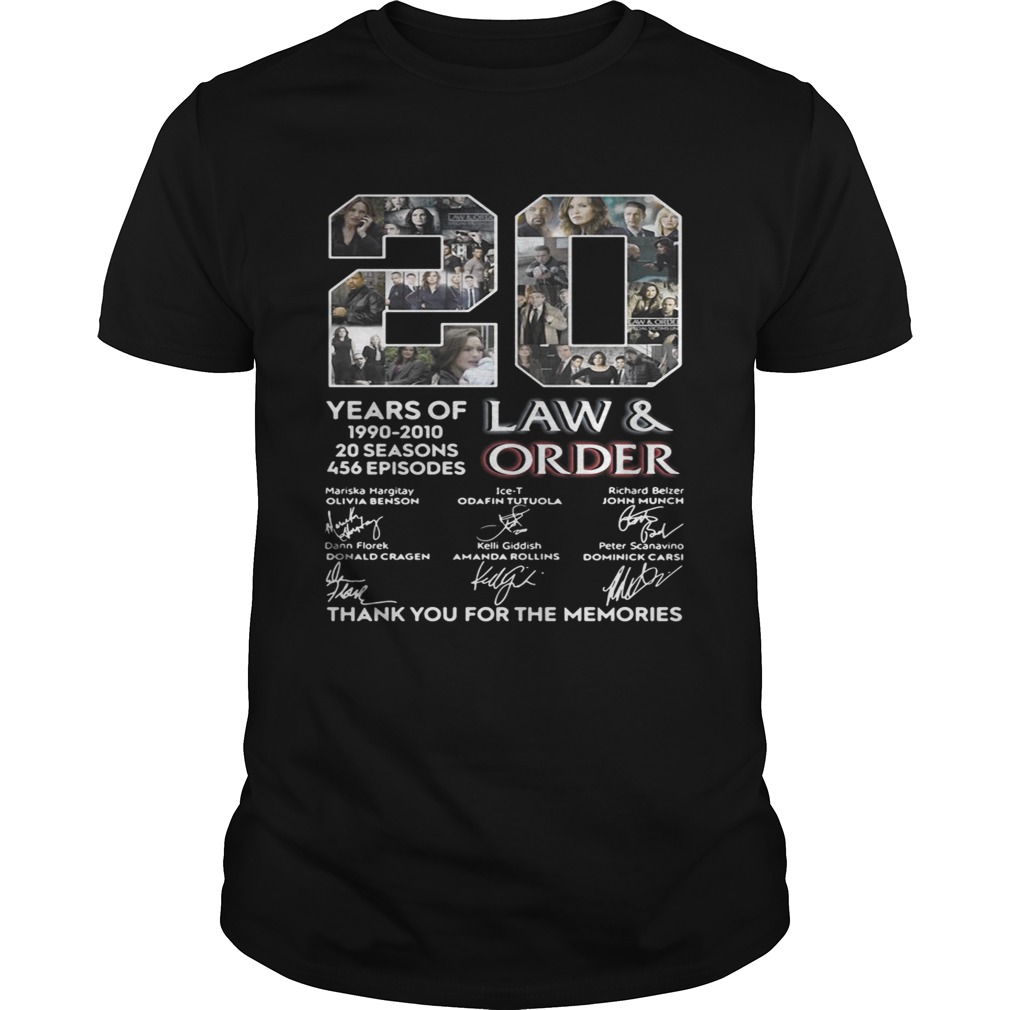 20 years of Law and Order 1990 2010 20 seasons 456 episodes shirt