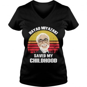 Hayao Miyazaki saved my childhood vintage sunset Ladies Vneck