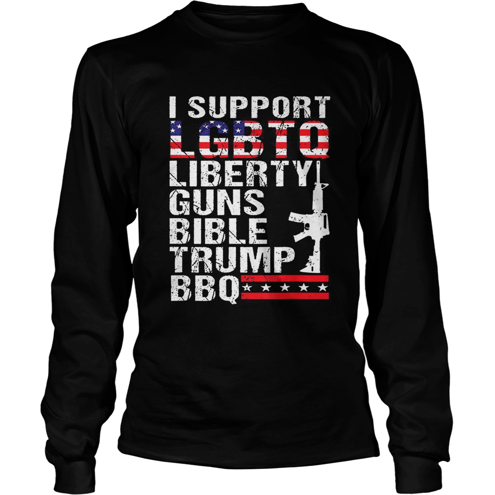 I Support Lgbtq Liberty Gun Bible Trump Bbq American Flag LongSleeve