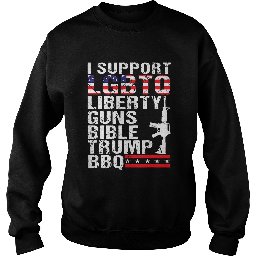 I Support Lgbtq Liberty Gun Bible Trump Bbq American Flag Sweatshirt