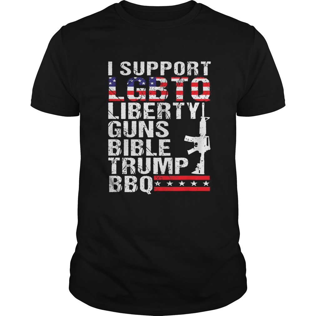I Support Lgbtq Liberty Gun Bible Trump Bbq American Flag shirt