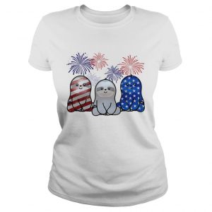 Independence day 4th of July Sloth beauty America flag Ladies Tee