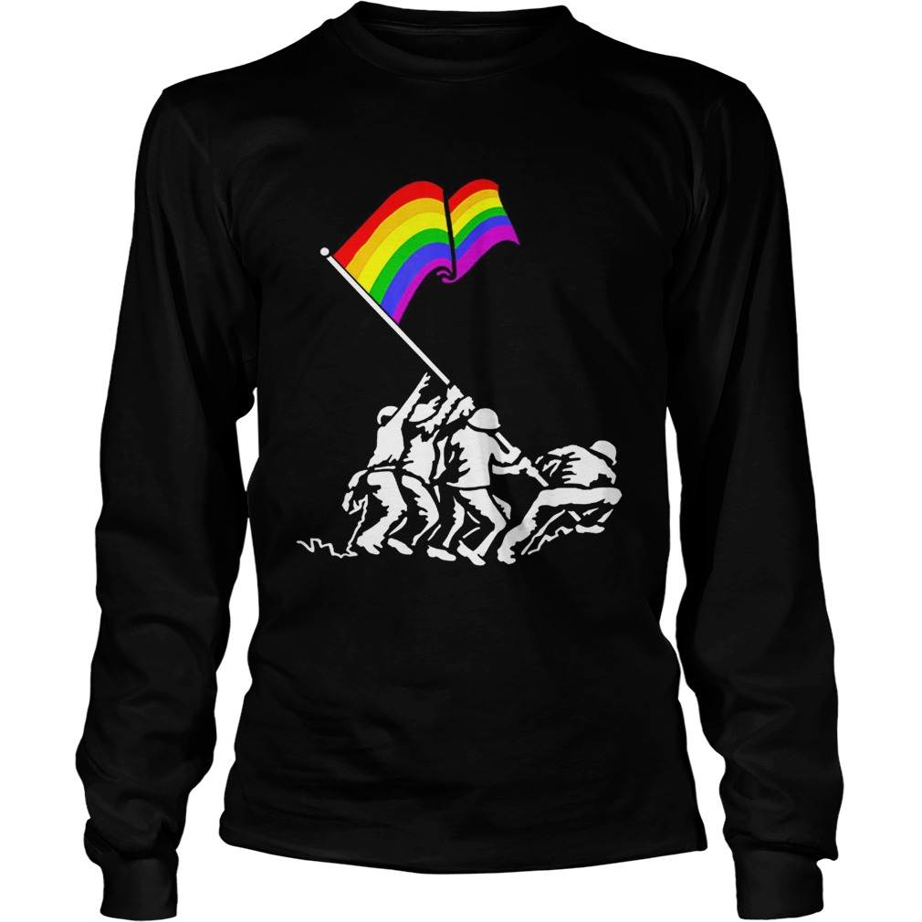 Iwo Jima Pride Flag Lgbt Rights For Military Soldiers LongSleeve