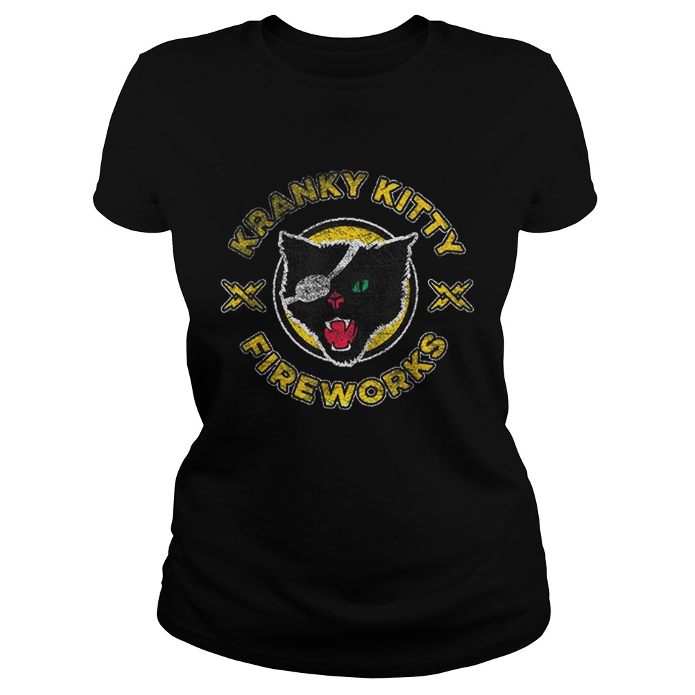 Kranky Kitty Fireworks Pirate Cat Shirt Classic Ladies