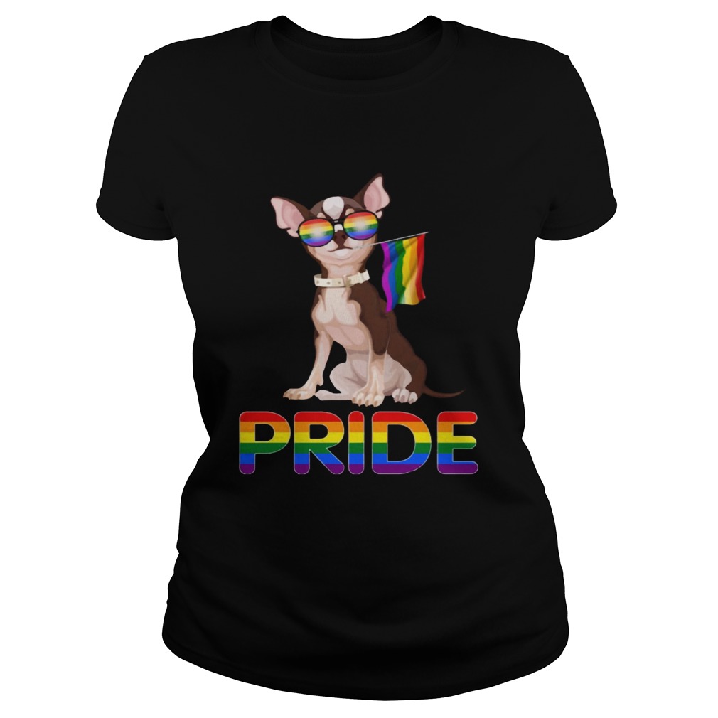 LGBT Chihuahua Dog Original Lesbian Gay Pride LGBTQ Rainbow Shirt Classic Ladies