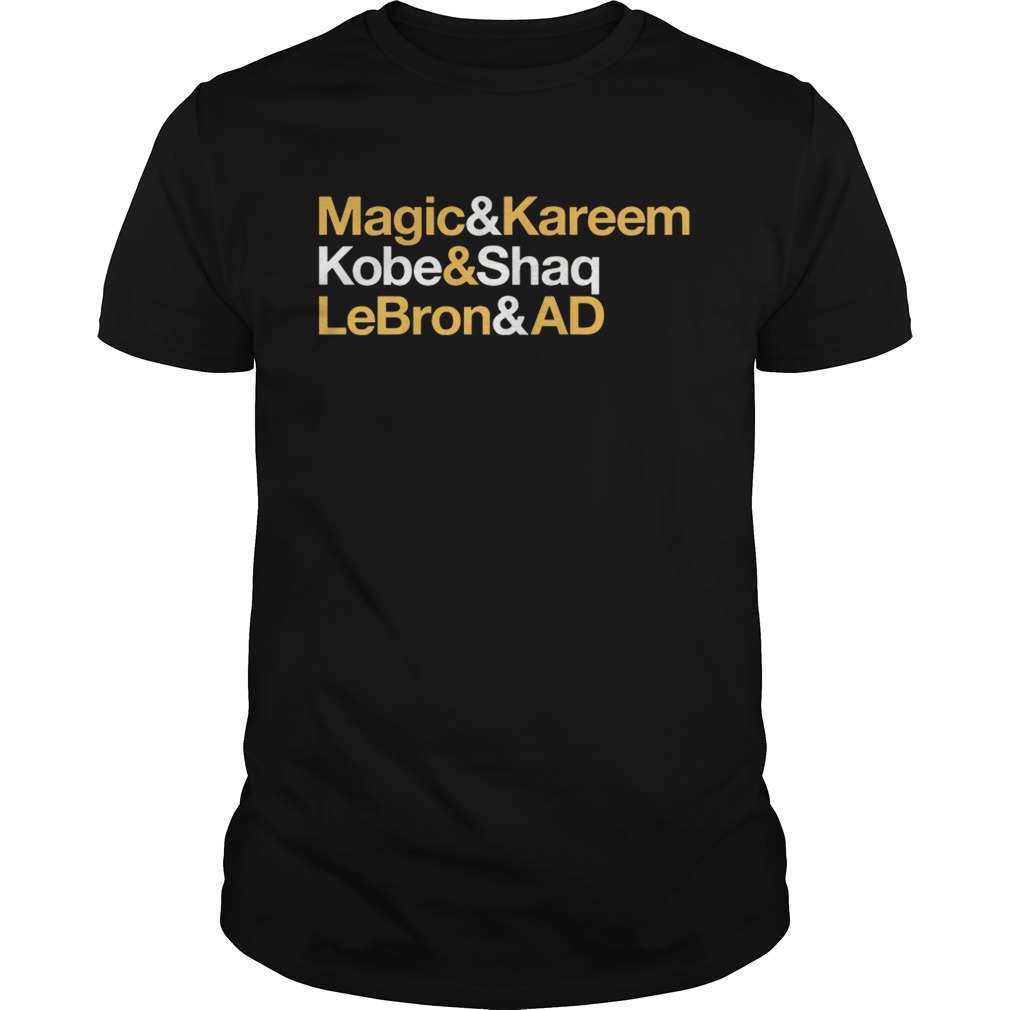 Magic and Kareem Kobe and Shaq LeBron and AD Los Angeles shirt