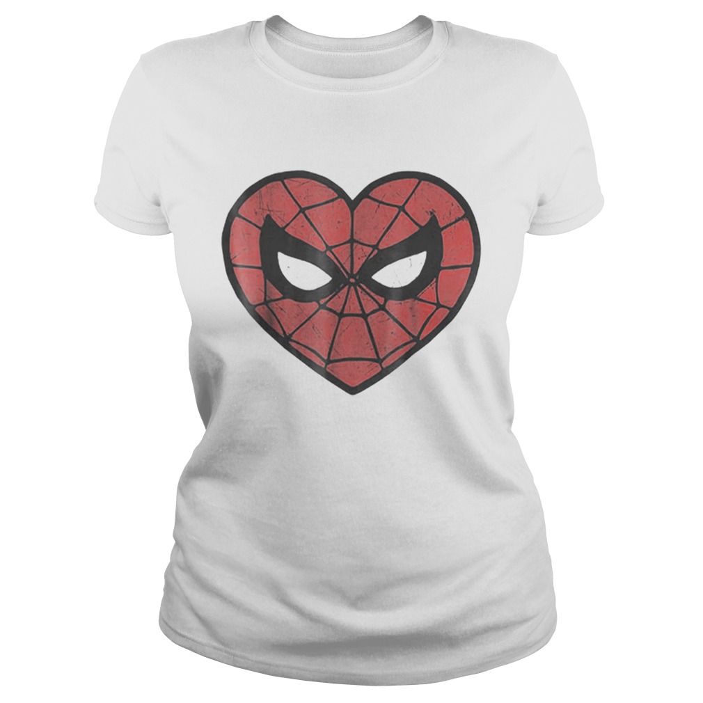 Marvel Spiderman Face Mask Valentines Heart Logo Shirt Classic Ladies