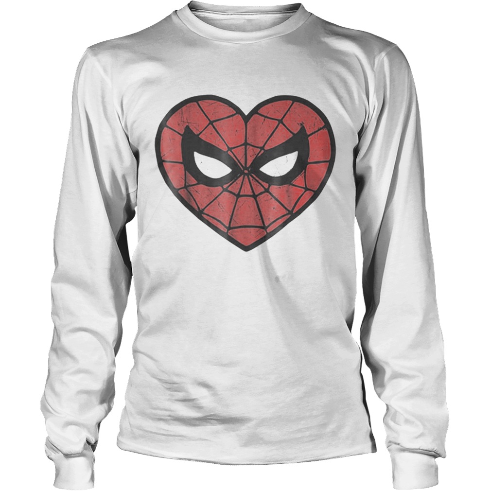Marvel Spiderman Face Mask Valentines Heart Logo Shirt LongSleeve