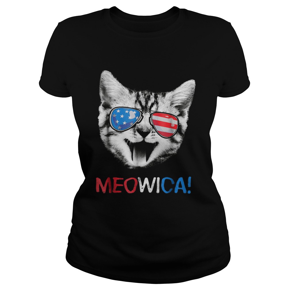 Meowica 4th Of July Cat Usa American Flag Shirt Classic Ladies