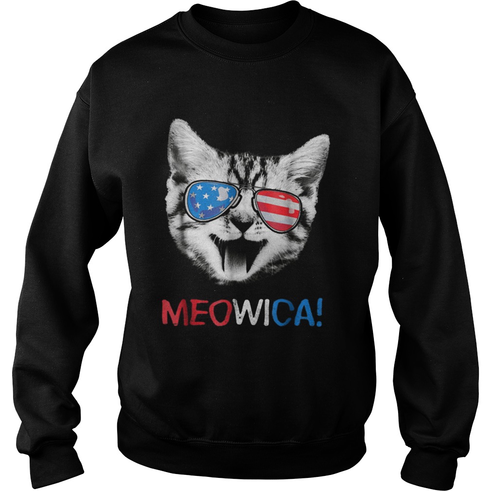 Meowica 4th Of July Cat Usa American Flag Shirt Sweatshirt